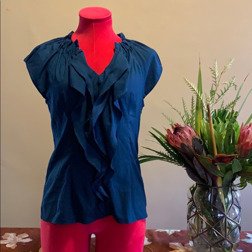 Express Blue Satin Short-sleeve Top